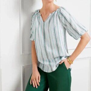 Talbots Linen Popover Stripe Top | MP